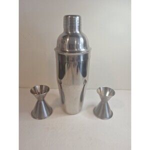 3 Piece BAR COCKTAIL SHAKER Stainless Mixing Tin & Jigger Set
